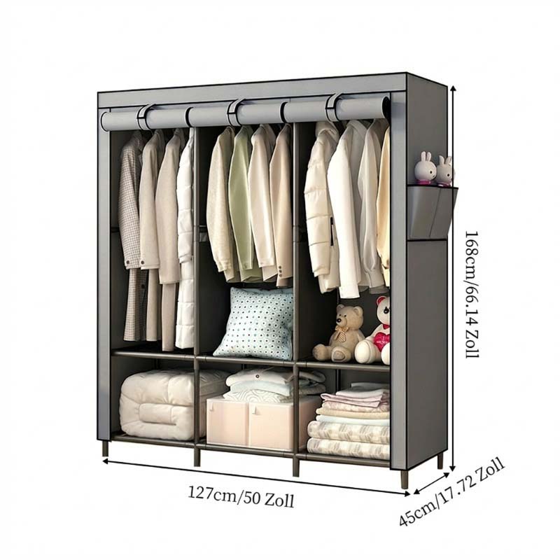 👗 Easy-Assembly Fabric Wardrobe – Non-Woven Cover, Hanging Rail & Shelves. 50% Off Today. Free Returns