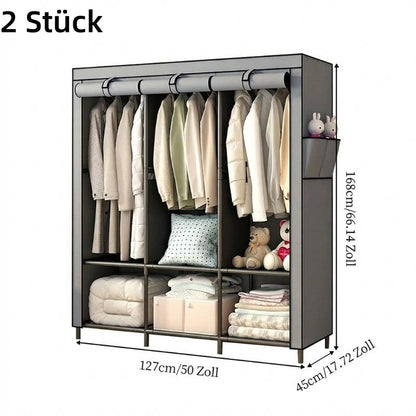 👗 Easy-Assembly Fabric Wardrobe – Non-Woven Cover, Hanging Rail & Shelves. 50% Off Today. Free Returns