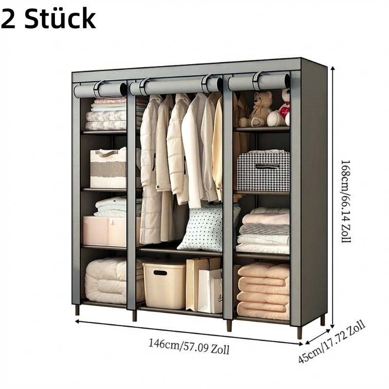 👗 Easy-Assembly Fabric Wardrobe – Non-Woven Cover, Hanging Rail & Shelves. 50% Off Today. Free Returns