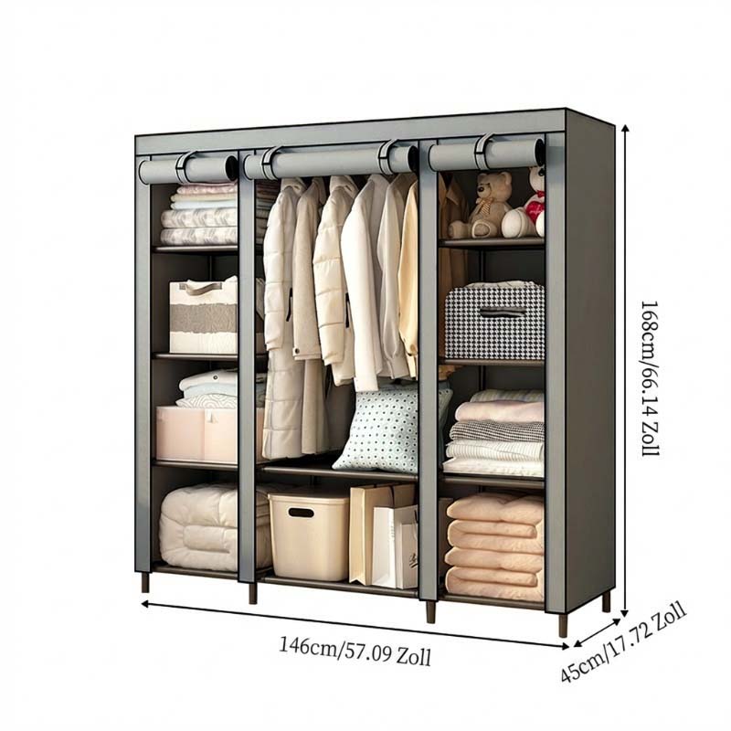 👗 Easy-Assembly Fabric Wardrobe – Non-Woven Cover, Hanging Rail & Shelves. 50% Off Today. Free Returns