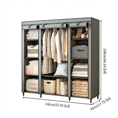 👗 Easy-Assembly Fabric Wardrobe – Non-Woven Cover, Hanging Rail & Shelves. 50% Off Today. Free Returns