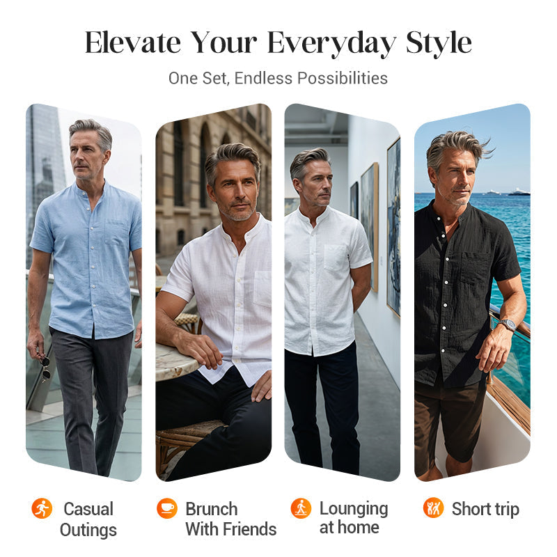 👕50% OFF NOW✨Men's Loose Fit Short Sleeve Shirt – Solid, breathable & everyday comfort – Soft cotton, perfect for warm days or casual weekends ☀️🌿