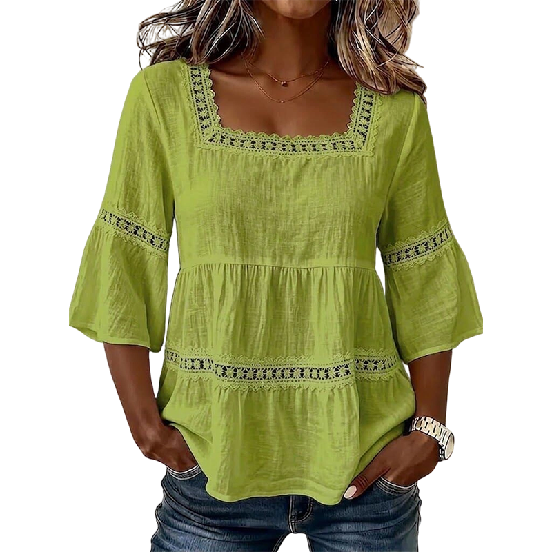 👚 Elegant Square Neck Summer Blouse🌸
