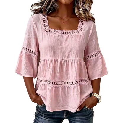 👚 Elegant Square Neck Summer Blouse🌸
