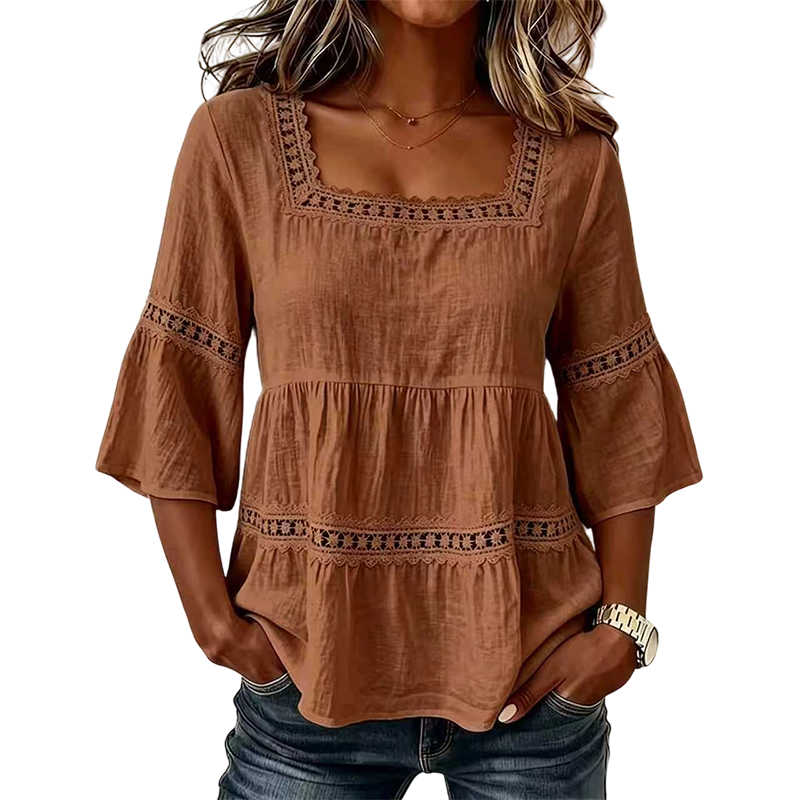 👚 Elegant Square Neck Summer Blouse🌸