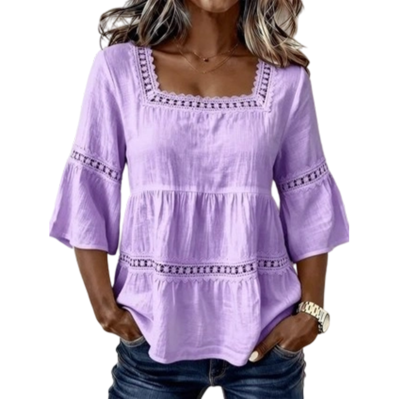 👚 Elegant Square Neck Summer Blouse🌸
