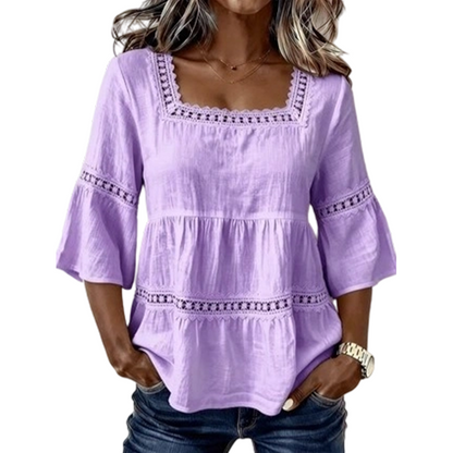👚 Elegant Square Neck Summer Blouse🌸