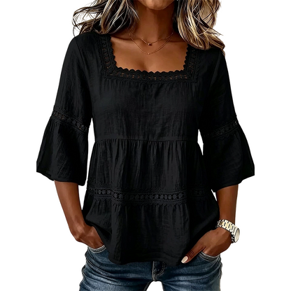 👚 Elegant Square Neck Summer Blouse🌸