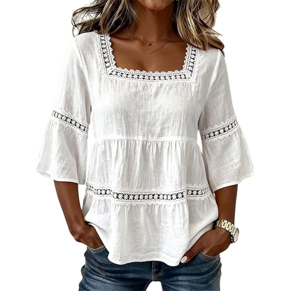 👚 Elegant Square Neck Summer Blouse🌸