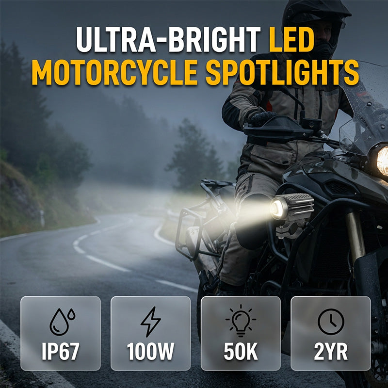 🏍️ 50% OFF NOW! ⏰ Universal Motorcycle LED Spotlight – Dual color auxiliary driving light – White/amber, waterproof & easy mount – boosts visibility in fog, rain or night rides 🌙