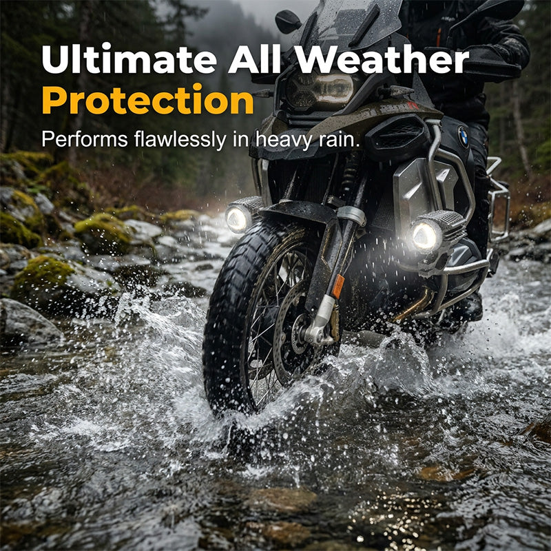 🏍️ 50% OFF NOW! ⏰ Universal Motorcycle LED Spotlight – Dual color auxiliary driving light – White/amber, waterproof & easy mount – boosts visibility in fog, rain or night rides 🌙