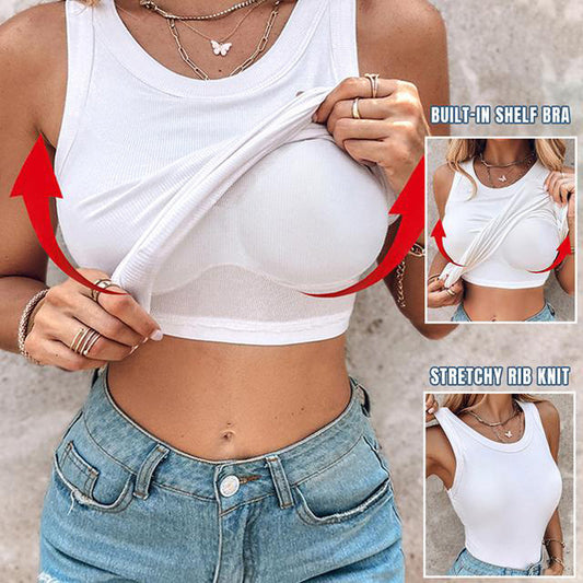 🔥Summer Bestseller🔥Women's Ribbed Tank Top with Shelf Bra