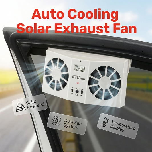 ⏳Time-Limited Special⏰Solar Powered Car Exhaust Fan– Dual Turbo Ventilation & Temperature Display☀️