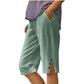 Women's Casual Solid Color Pocket Capri Pants