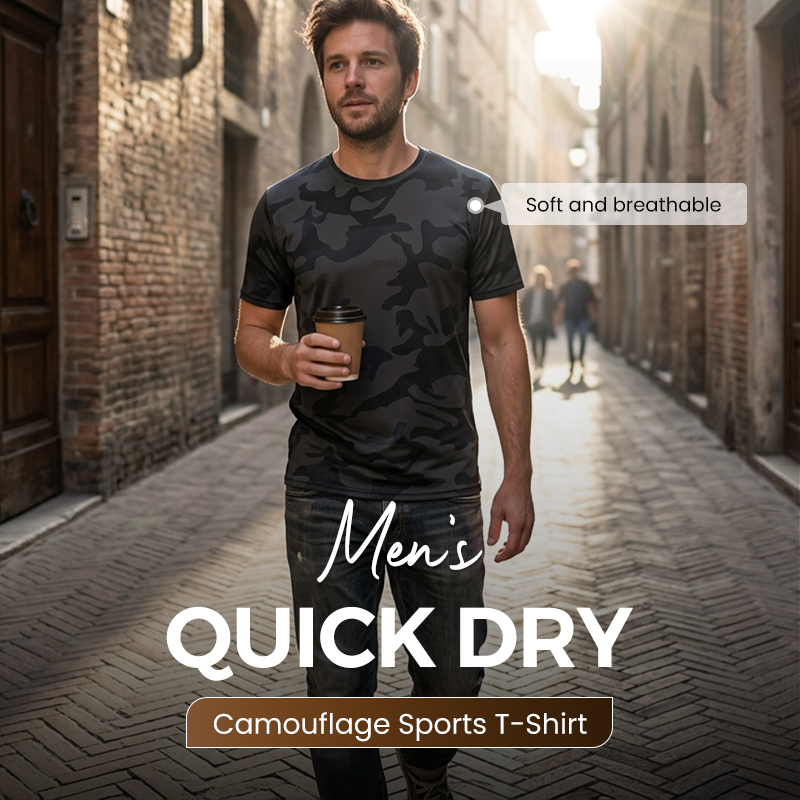 ⏳Time-Limited Special⏰Men's Quick Dry Camo Sports T-Shirt – Moisture Wicking & Active Fit – Train in Style 💪