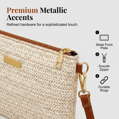 Women's Woven Straw Shoulder Clutch Bag