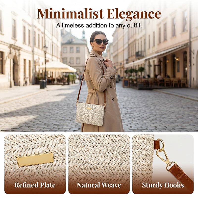 Women's Woven Straw Shoulder Clutch Bag