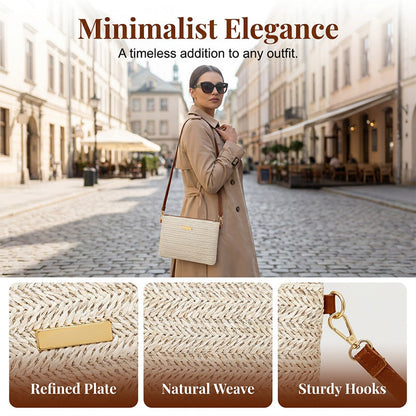 Women's Woven Straw Shoulder Clutch Bag