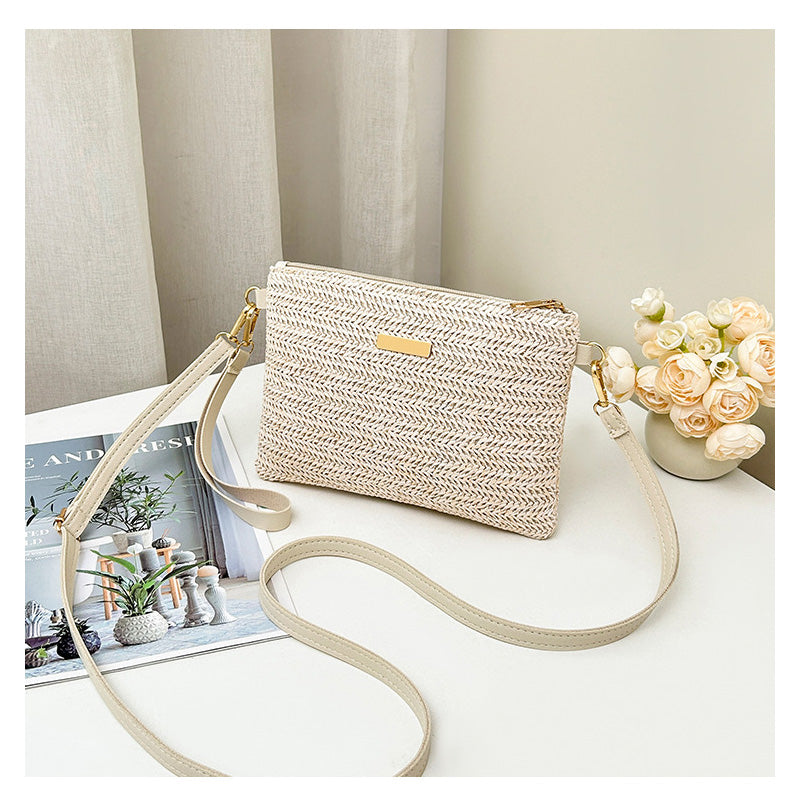 Women's Woven Straw Shoulder Clutch Bag