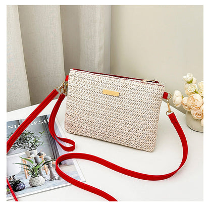 Women's Woven Straw Shoulder Clutch Bag