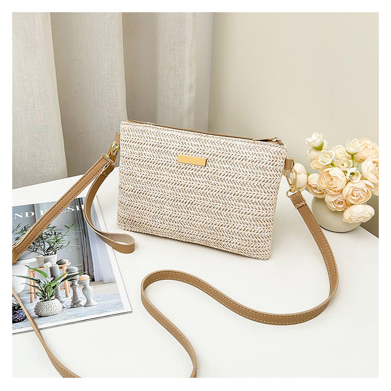 Women's Woven Straw Shoulder Clutch Bag