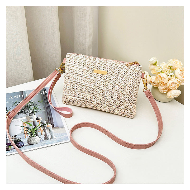 Women's Woven Straw Shoulder Clutch Bag