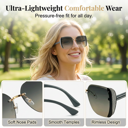 Rimless Oversized Square Sunglasses