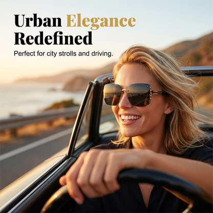 Rimless Oversized Square Sunglasses