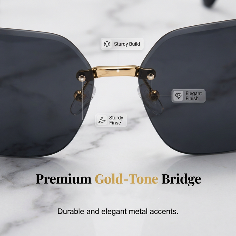 Rimless Oversized Square Sunglasses