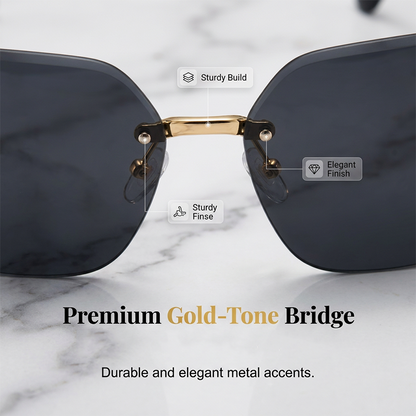 Rimless Oversized Square Sunglasses