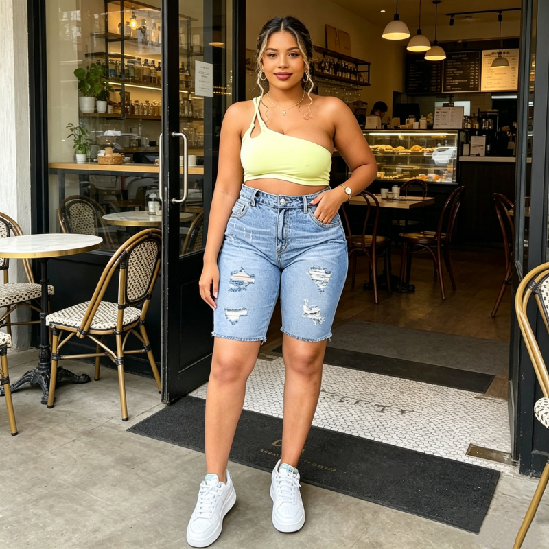 🌸 50% OFF NOW! 🌸 Women's Plus Size Distressed Denim Shorts