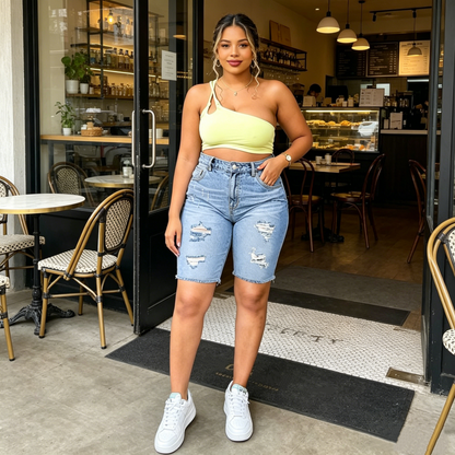 🌸 50% OFF NOW! 🌸 Women's Plus Size Distressed Denim Shorts