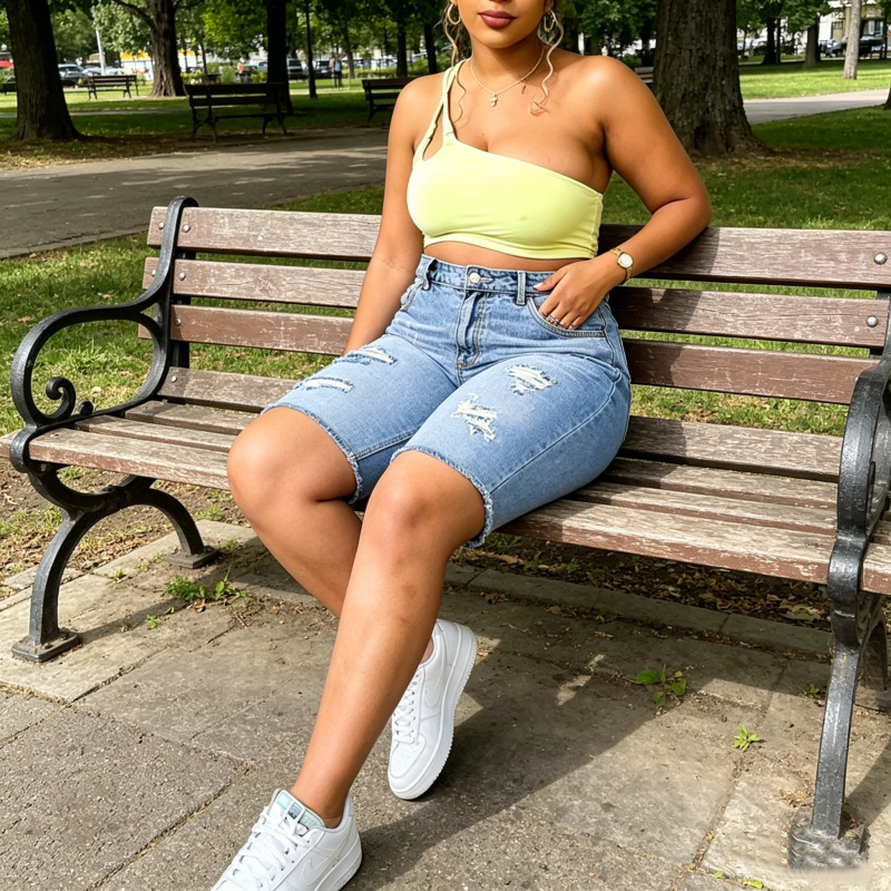🌸 50% OFF NOW! 🌸 Women's Plus Size Distressed Denim Shorts