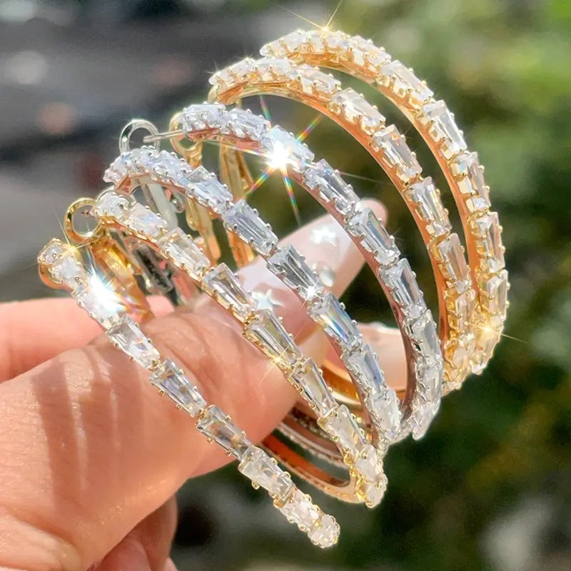 Women's Sparkling Cubic Zirconia Hoop Earrings