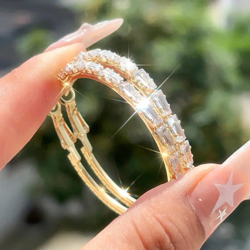 Women's Sparkling Cubic Zirconia Hoop Earrings