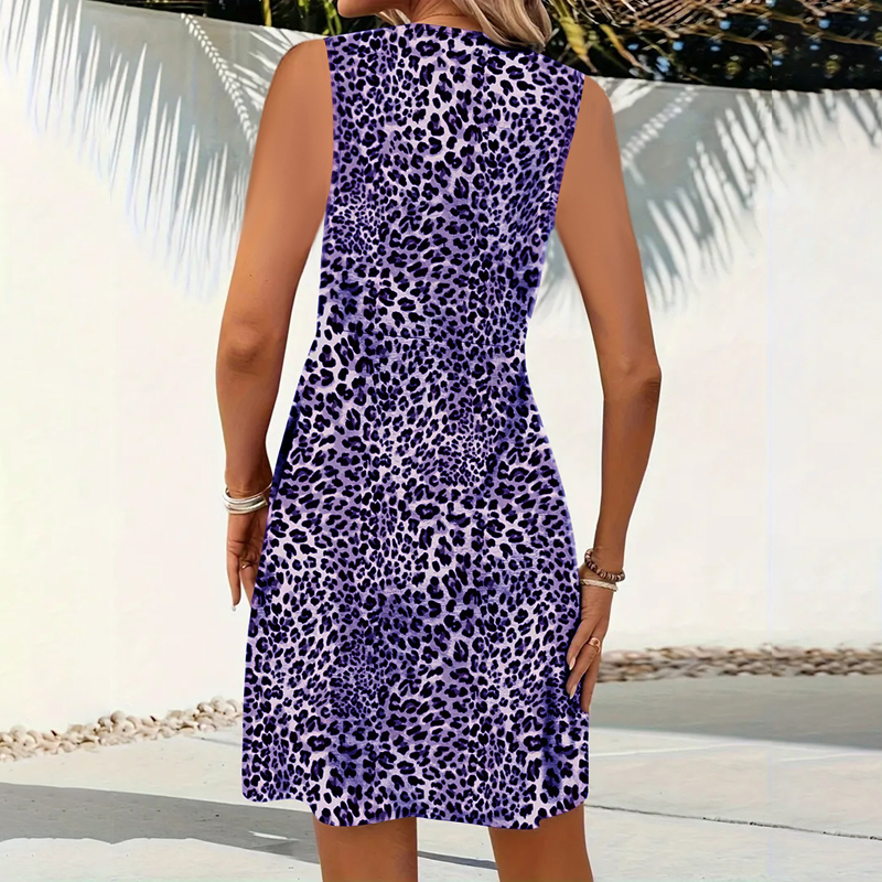 Women's V-Neck Leopard Print Mini Dress