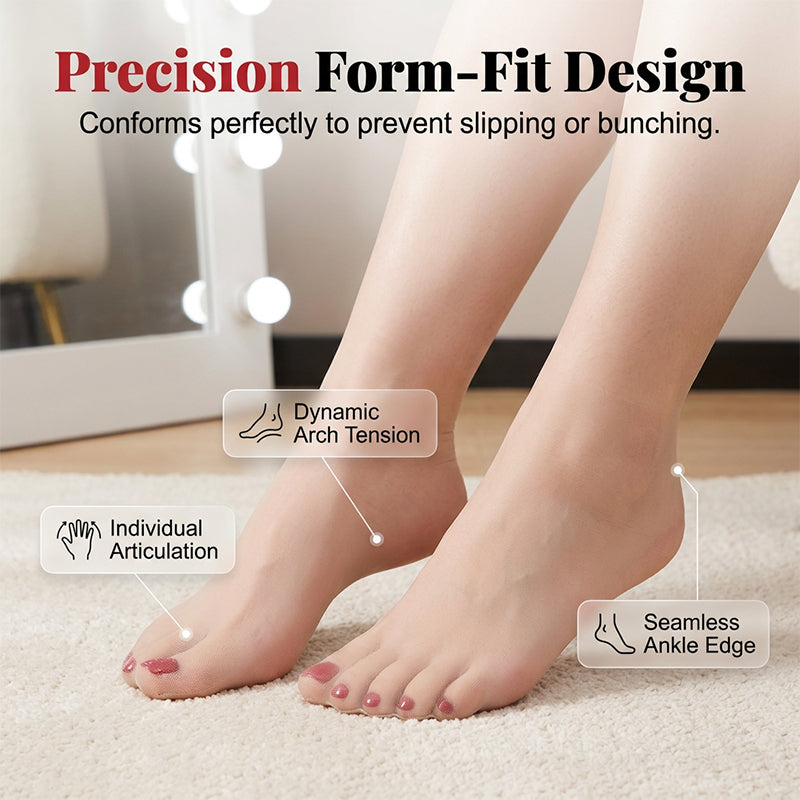 Instant Pedicure Sheer Stockings with Artificial Toenails