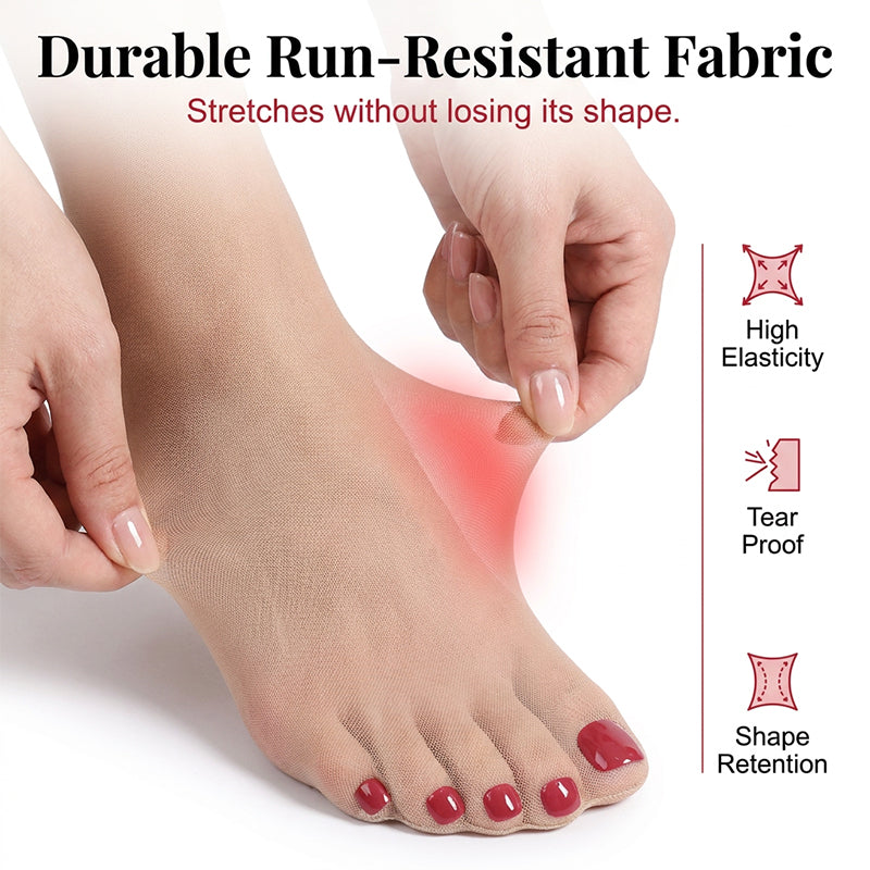 Instant Pedicure Sheer Stockings with Artificial Toenails
