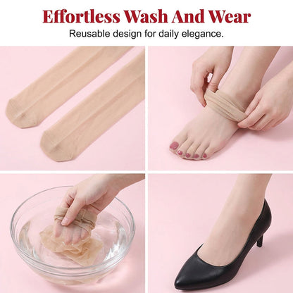 Instant Pedicure Sheer Stockings with Artificial Toenails