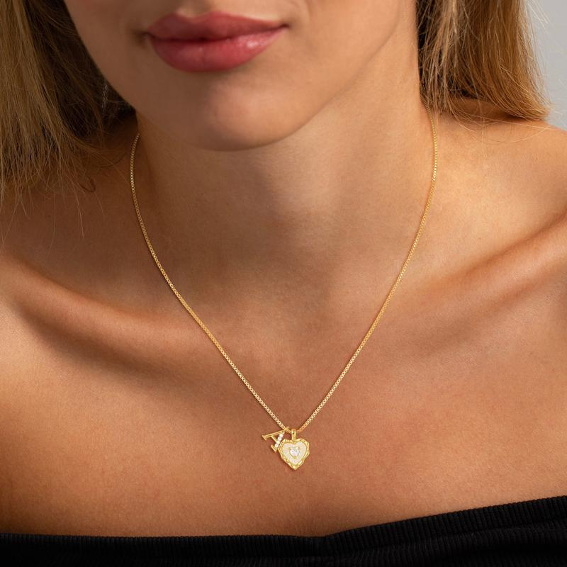 Heart Shaped Letters Micro Pave Chain Necklace