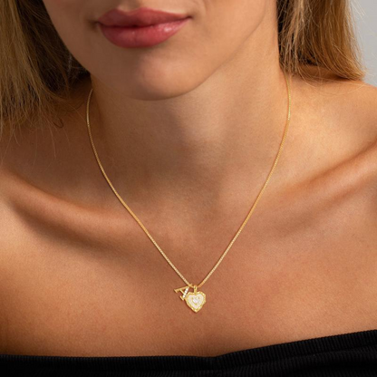Heart Shaped Letters Micro Pave Chain Necklace