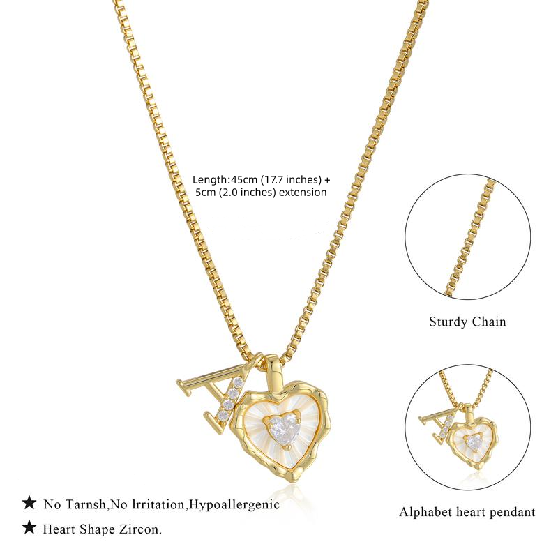 Heart Shaped Letters Micro Pave Chain Necklace