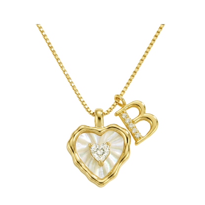 Heart Shaped Letters Micro Pave Chain Necklace