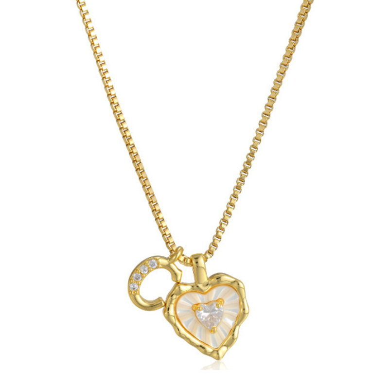 Heart Shaped Letters Micro Pave Chain Necklace