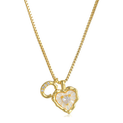 Heart Shaped Letters Micro Pave Chain Necklace
