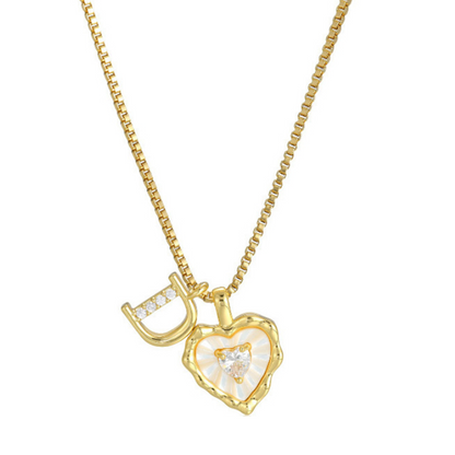 Heart Shaped Letters Micro Pave Chain Necklace