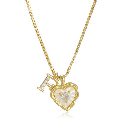 Heart Shaped Letters Micro Pave Chain Necklace
