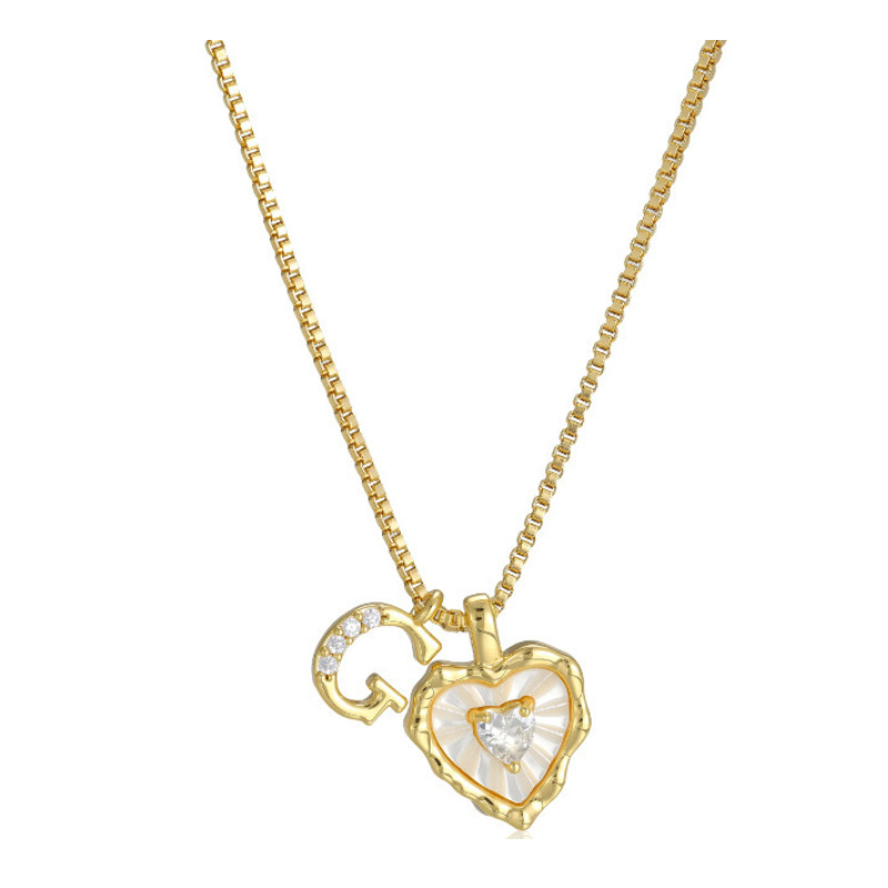 Heart Shaped Letters Micro Pave Chain Necklace