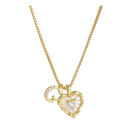 Heart Shaped Letters Micro Pave Chain Necklace