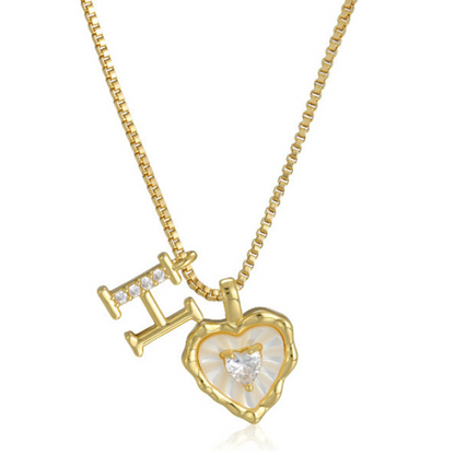 Heart Shaped Letters Micro Pave Chain Necklace